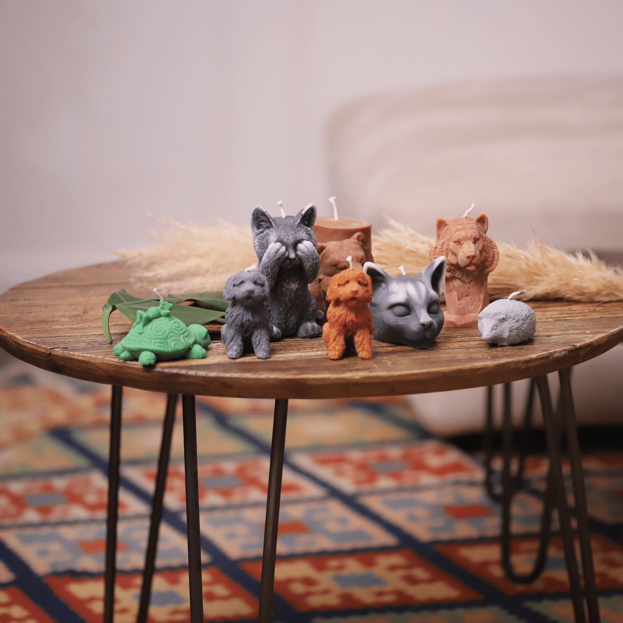 Bougies artisanales en forme d'animaux, idéales pour une touche décorative originale et appréciées des amoureux des bêtes.