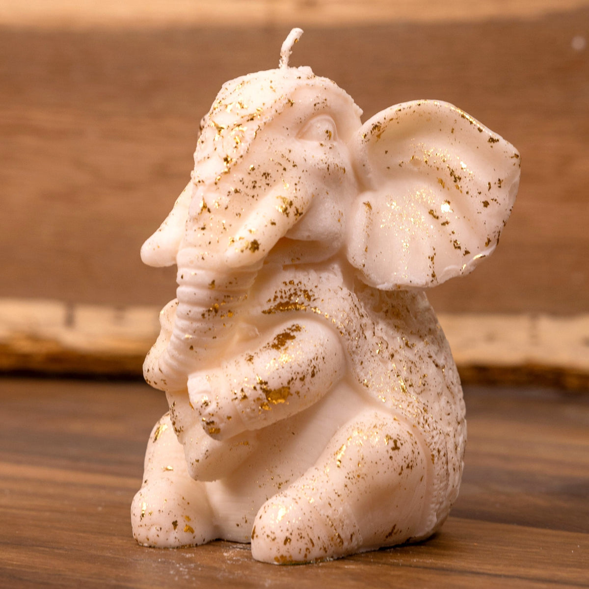 Bougie éléphant blanc avec dorure à la feuille d'or