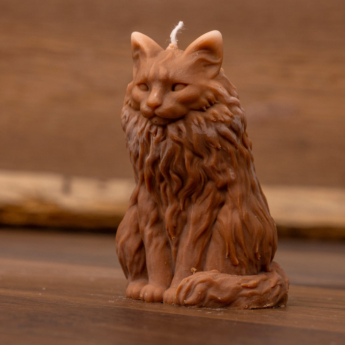 Bougie chat Mainecoon marron