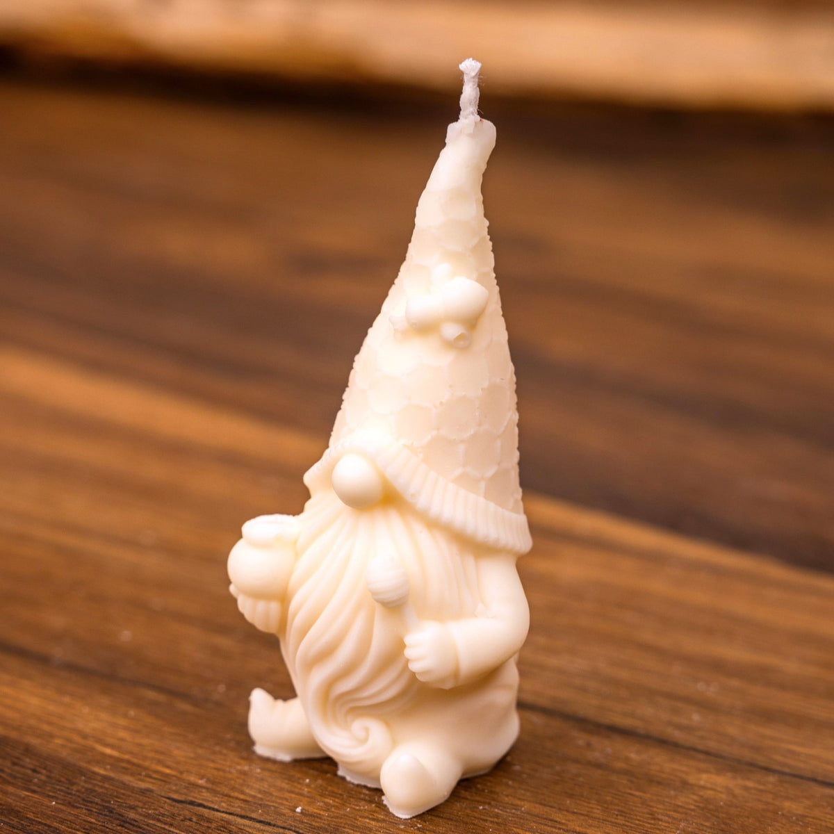 Bougie lutin miel – gnome de Noël avec son pot de miel