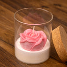 Bougie verrine rose rose avec couvercle en liège